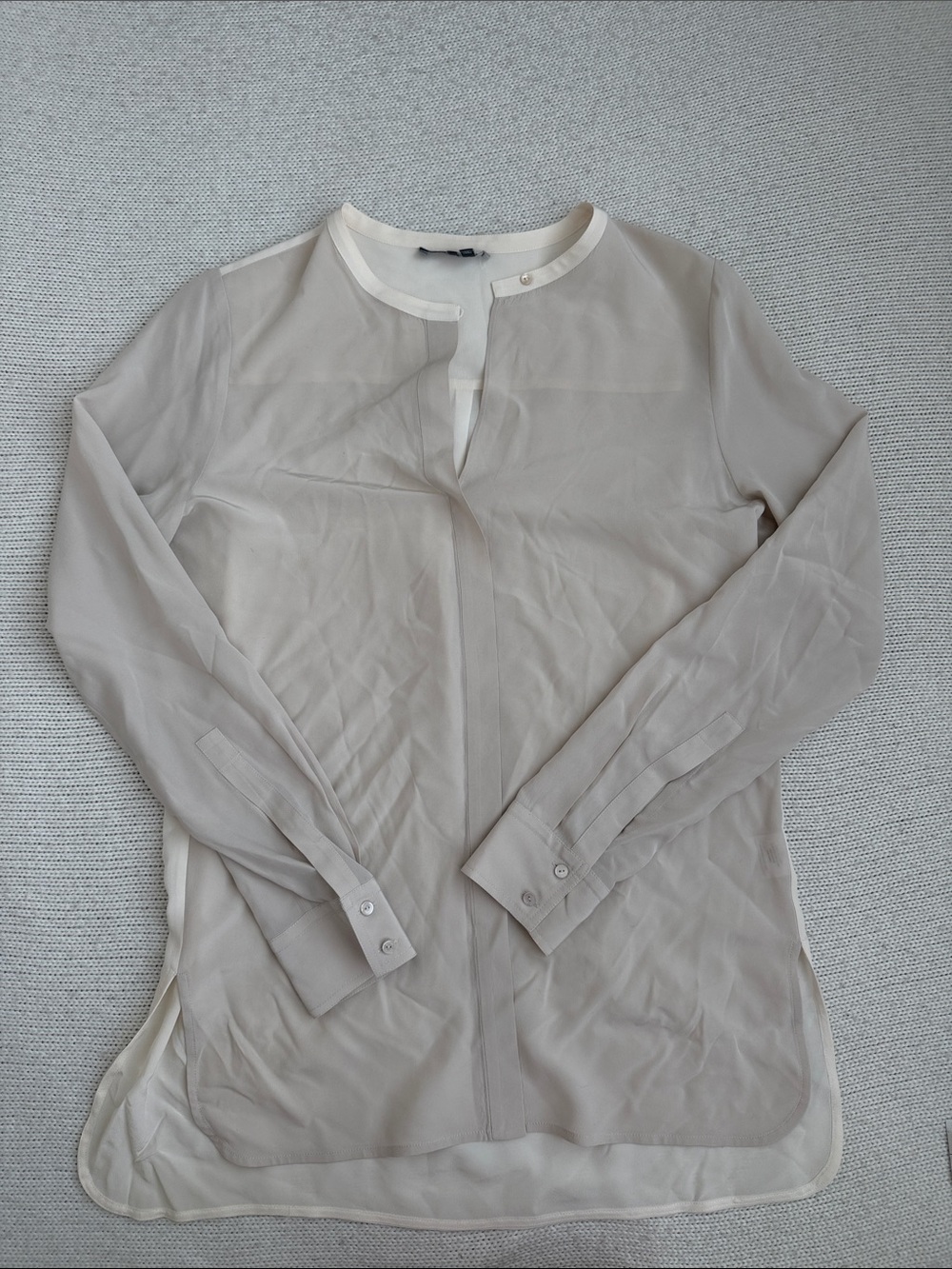 Vince 100% Silk Blouse Cream/Tan Size 12